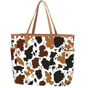 Herd That Cow Print Hayden Tote Brown Cream